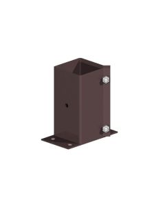 Metal Fence Post Support Swift Clamp Bolt Down Flush Epoxy Brown 75 x 75 mm 3 x 3" 