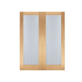 LPD Mexicano Oak Pattern 10 Glazed Internal Door Pair 1219 x 1981 mm